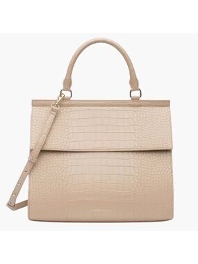 MODERN PICNIC ANTHROPOLOGIE New Large Luncher Vegan Croc Embossed Lunch Bag Faux